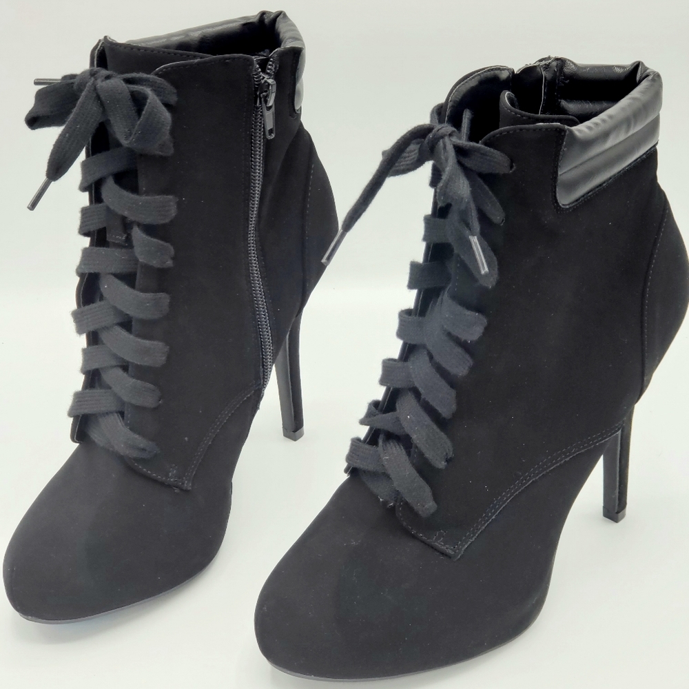 ADRIAMO BLACK HEEL WOMEN BOOTS SZ 10